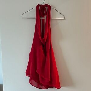 shein zyxie red backless halter dress size xs